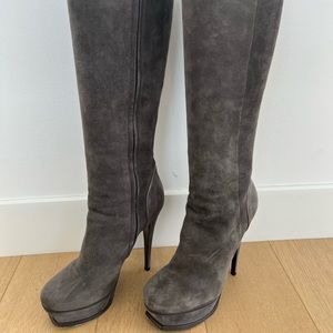YSL Grey Suede Boots